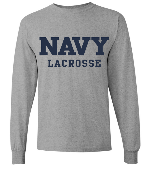 BLOCK NAVY Lacrosse Long Sleeve T-Shirt (grey)