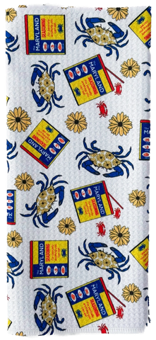 Maryland Seasoning Patterned Waffle Kitchen Dish Towel