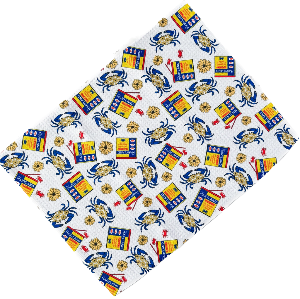 Maryland Seasoning Patterned Waffle Kitchen Dish Towel