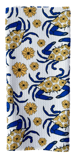 Maryland Blue Crab Patterned Waffle Kitchen Dish Towel