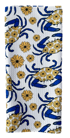 Maryland Blue Crab Patterned Waffle Kitchen Dish Towel