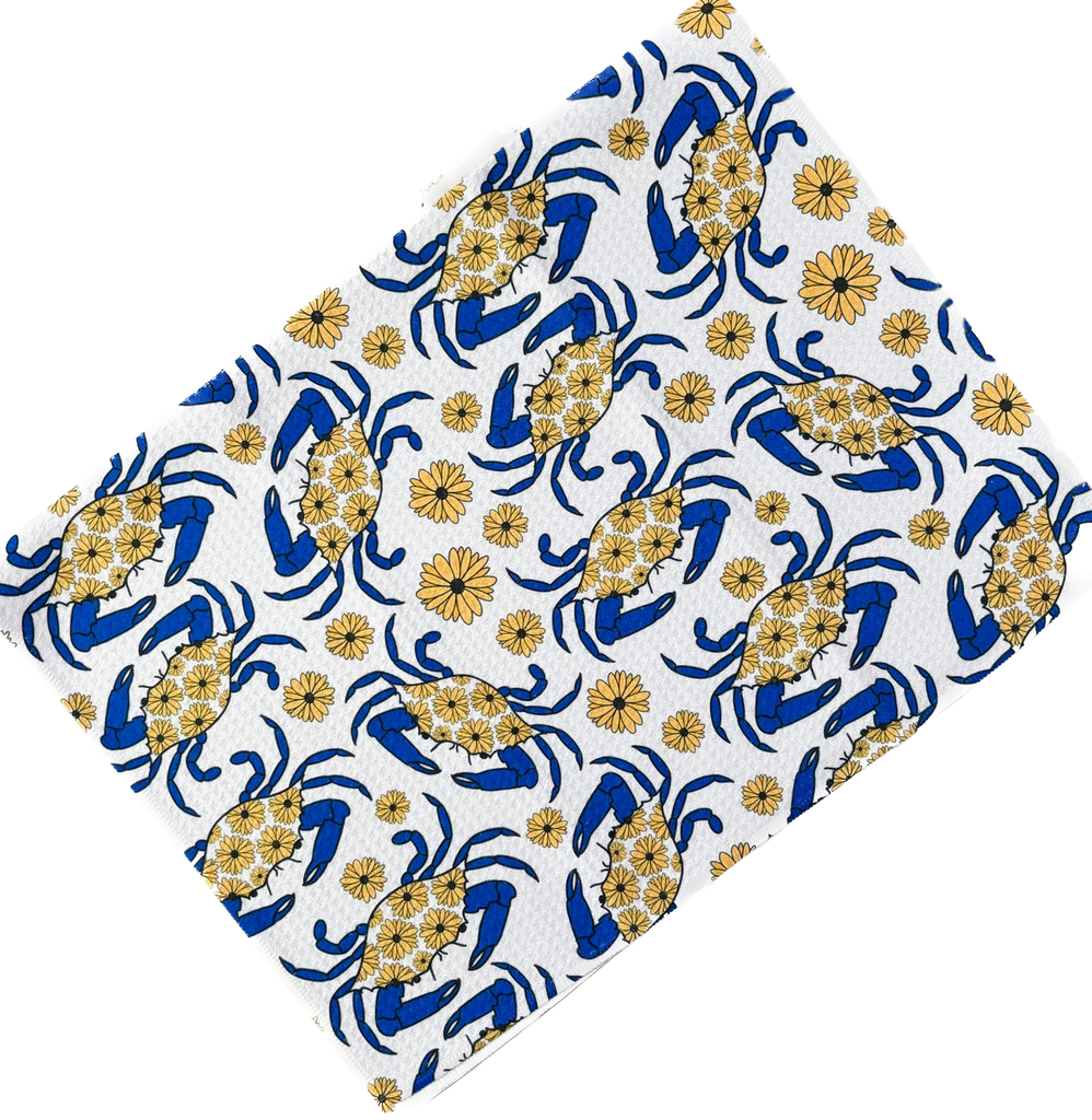 Maryland Blue Crab Patterned Waffle Kitchen Dish Towel