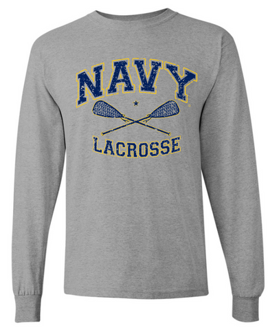 NAVY LACROSSE Long Sleeve T-Shirt (grey)