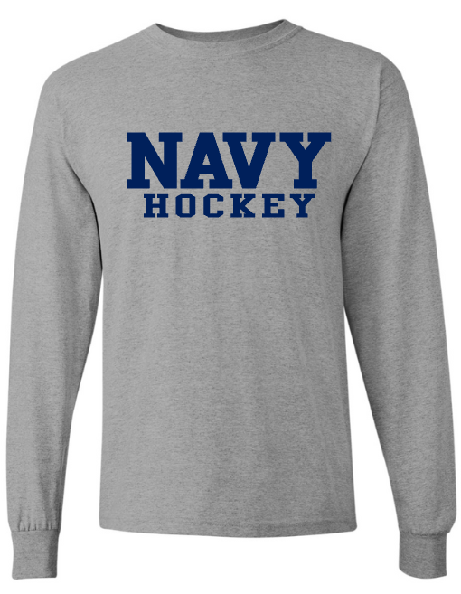 BLOCK NAVY Hockey Long Sleeve T-Shirt (grey)
