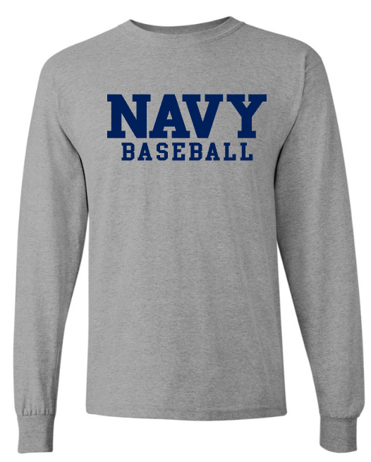 BLOCK NAVY Baseball Long Sleeve T-Shirt (grey)