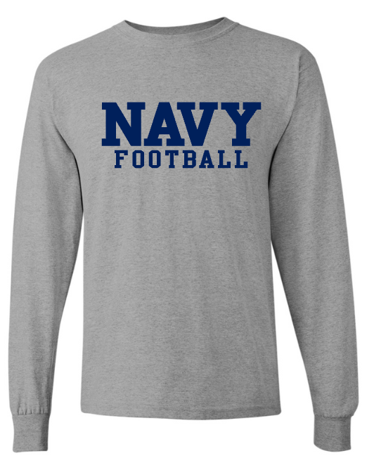 BLOCK NAVY Football Long Sleeve T-Shirt (grey)