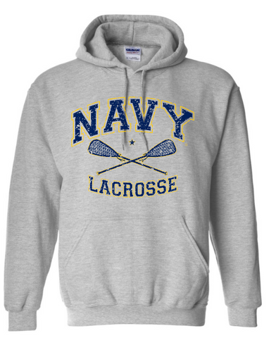 NAVY LACROSSE Hooded Sweatshirt (grey)