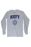 USNA Crest Long Sleeve T-Shirt (grey) - Annapolis Gear