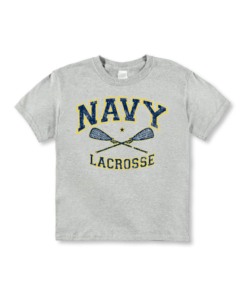 KIDS NAVY Lacrosse Distressed T-Shirt (grey)