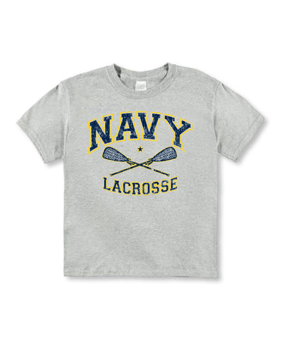 KIDS NAVY Lacrosse Distressed T-Shirt (grey)