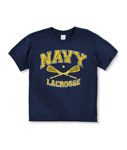 KIDS NAVY Lacrosse Distressed T-Shirt (navy)