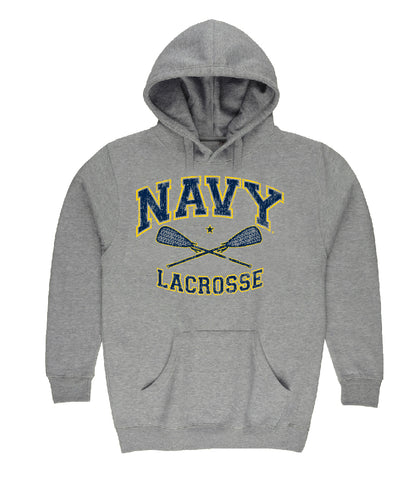 NAVY LACROSSE Hooded Sweatshirt (grey)