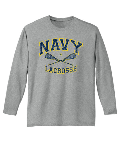 NAVY LACROSSE Long Sleeve T-Shirt (grey)