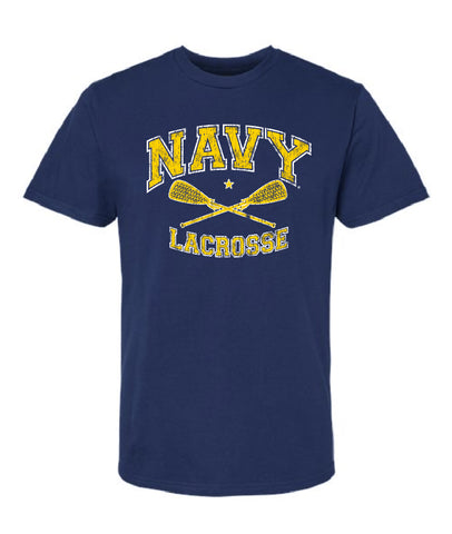 NAVY Lacrosse Distressed T-Shirt (navy)