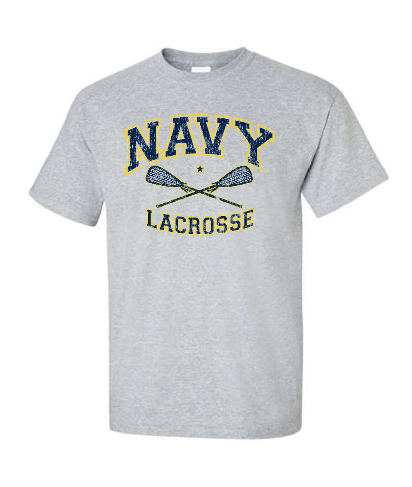 NAVY Lacrosse Distressed T-Shirt (grey)