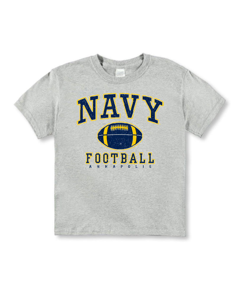 KIDS NAVY Football Distressed T-Shirt (grey)