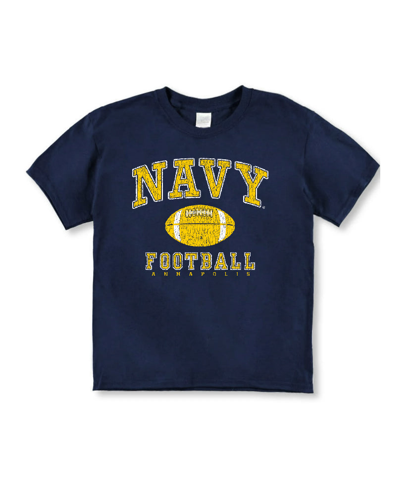 KIDS NAVY Football Distressed T-Shirt (navy)