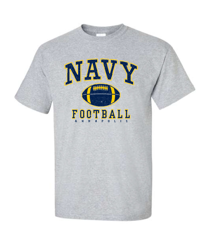 NAVY Football Distressed T-Shirt (grey)