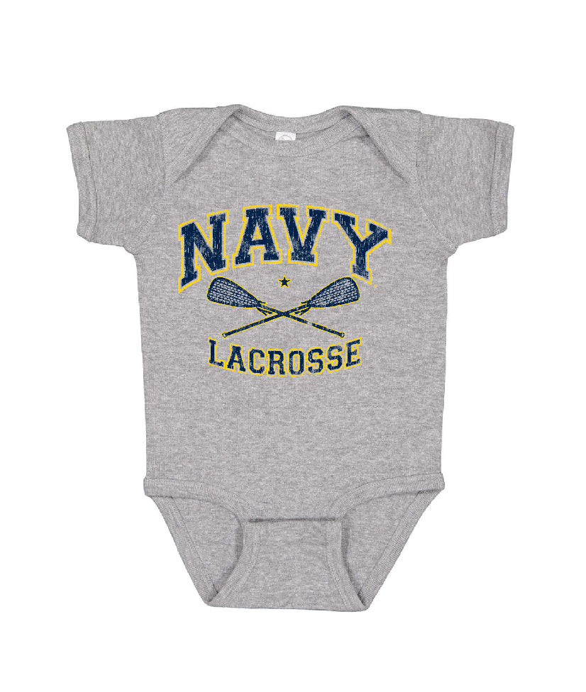 NAVY LACROSSE Onesie (grey)