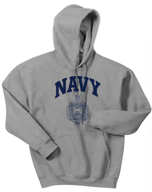 USNA Crest Hooded Sweatshirt (grey)