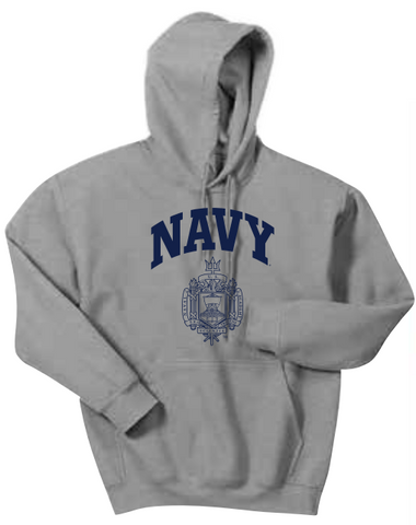 USNA Crest Hooded Sweatshirt (grey)