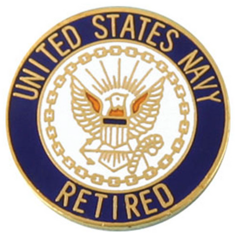 United States Navy Retired with Crest Round Lapel Pin (7/8")