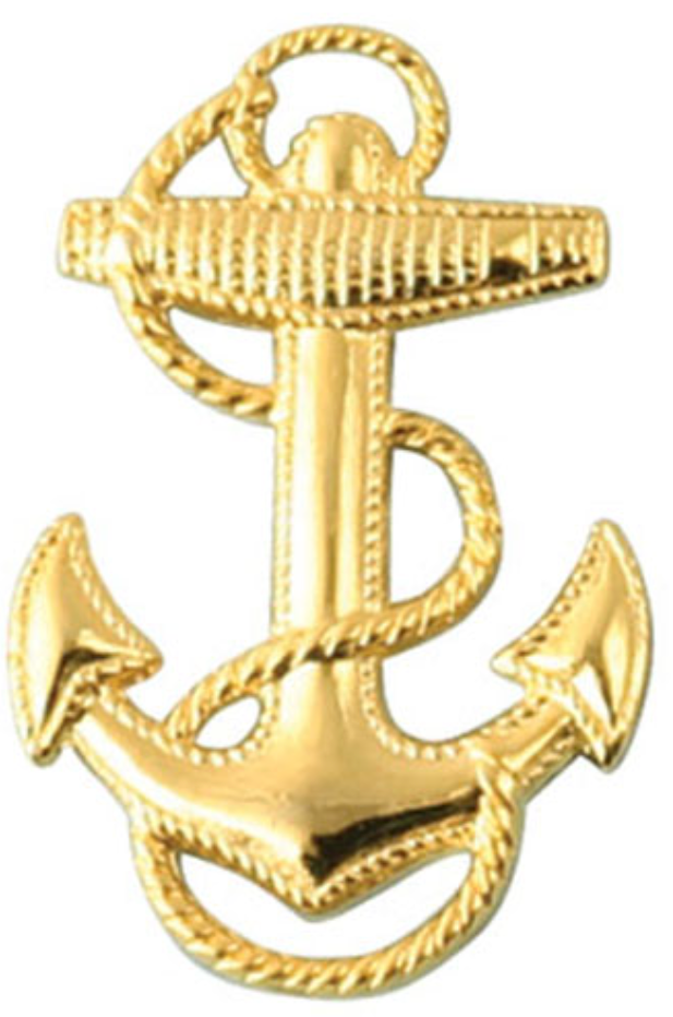 Gold 3D Navy Anchor Lapel Pin (3/4" x 1 1/4")