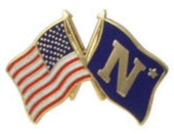 USA and N-Star Crossed Flag Lapel Pin (3/4" x 1")