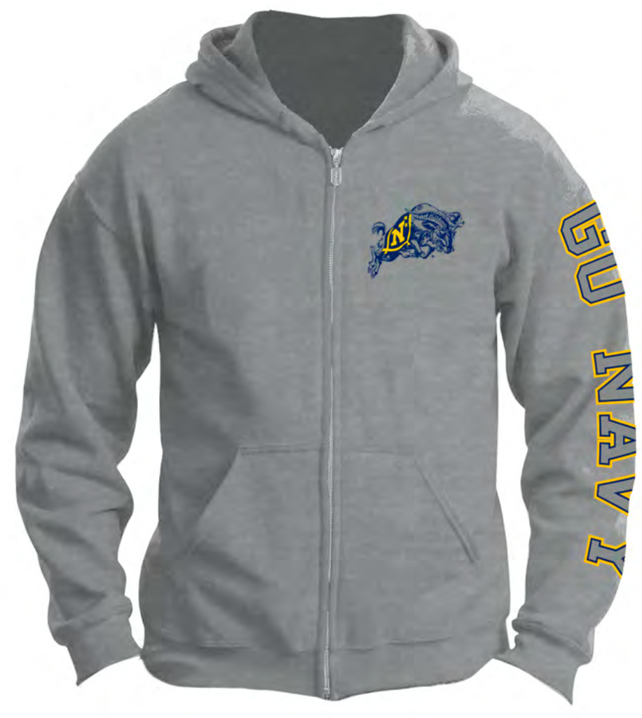 USNA Jumping Goat Zipper Sweatshirt (grey)