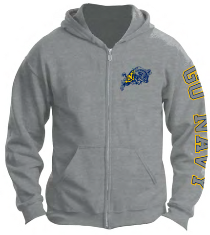 USNA Jumping Goat Zipper Sweatshirt (grey)