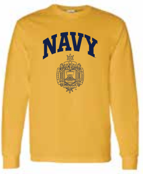 USNA Crest Long Sleeve T-Shirt (gold)