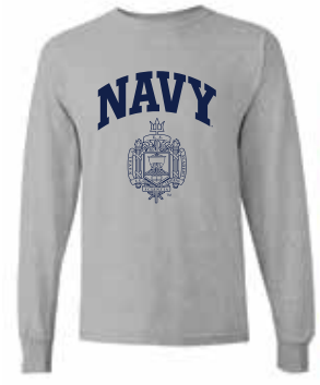 USNA Crest Long Sleeve T-Shirt (grey)