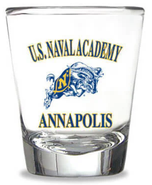 USNA Jumping Goat Shot Glass (clear)