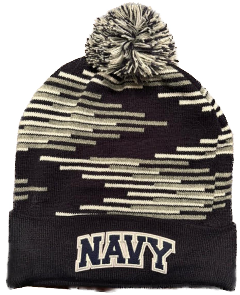 NAVY Winter Beanie With Pom (grey/navy/white)