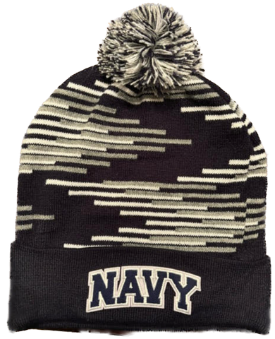 NAVY Winter Beanie With Pom (grey/navy/white)