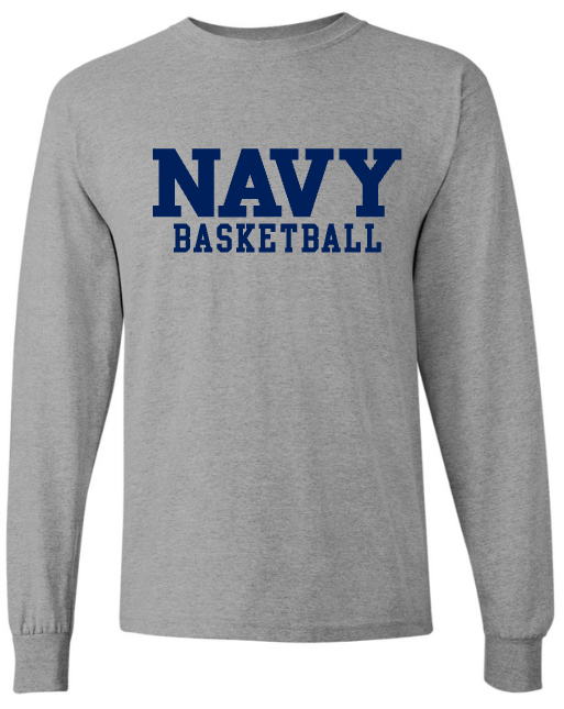 BLOCK NAVY Basketball Long Sleeve T-Shirt (grey)