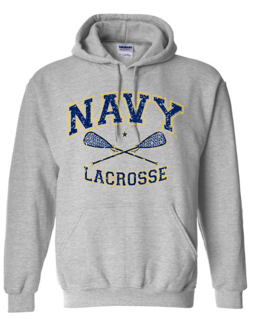 NAVY LACROSSE Hooded Sweatshirt (grey)