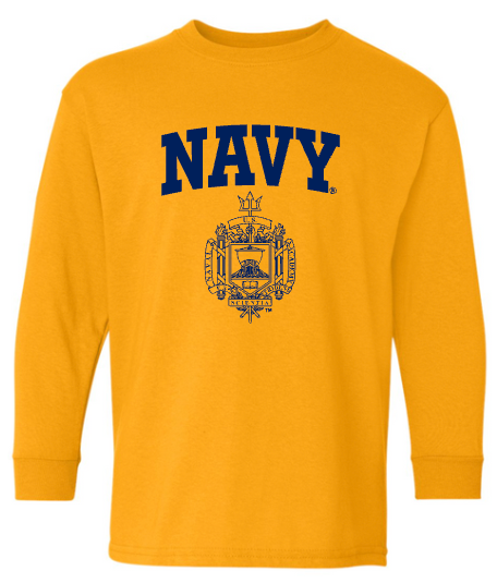 KIDS USNA Crest Long Sleeve T-Shirt (gold)