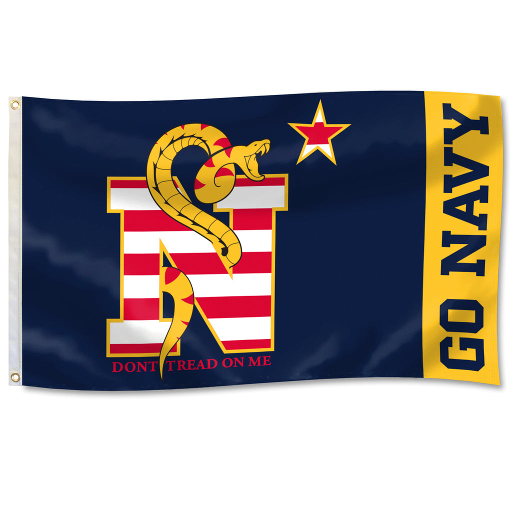 USNA Don't Tread On Me "GO NAVY" Flag (3'x5')