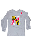 USNA MD Flag N-Star Longsleeve T-Shirt (Grey) - Annapolis Gear - 1