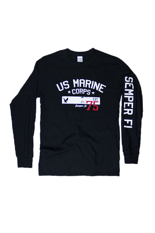 U.S. MARINES CORPS Est. 1775 Long Sleeve T-Shirt (black) - Annapolis Gear