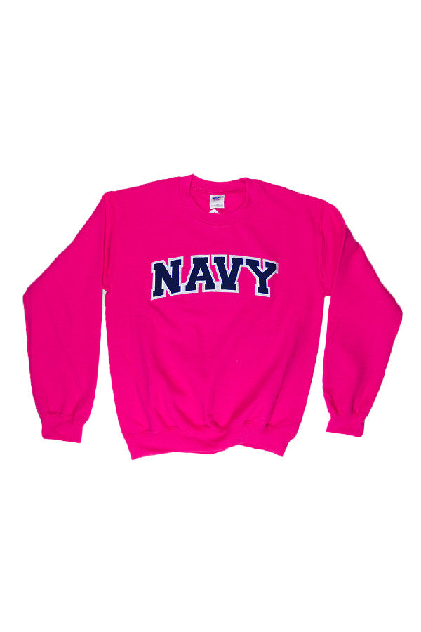 NAVY Arch Applique Crewneck Sweatshirt (hot pink) - Annapolis Gear