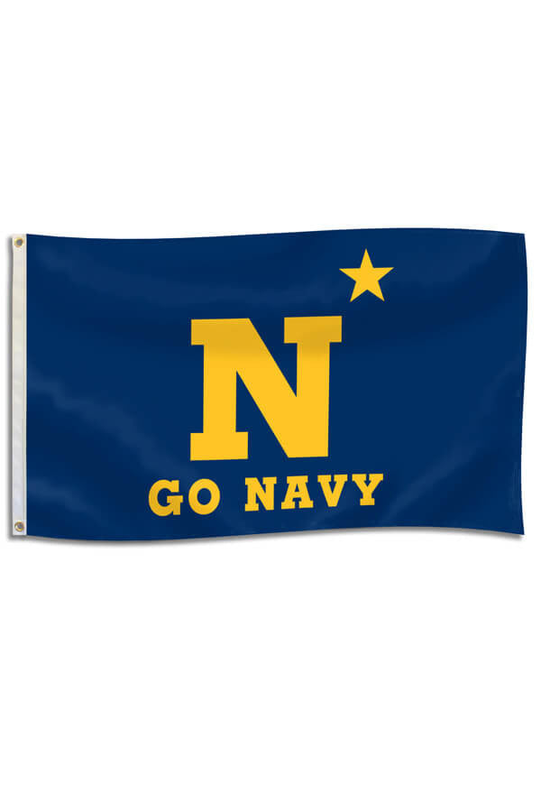 USNA N-Star "GO NAVY" Flag (3'x5') - Annapolis Gear