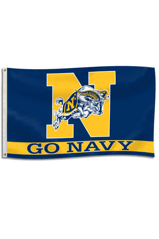 USNA Charging Goat "GO NAVY" Flag (3'x5') - Annapolis Gear