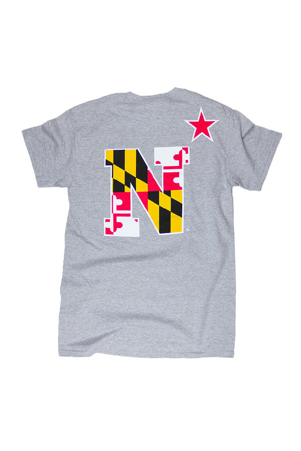 USNA MD Flag N-Star T-Shirt (grey) - Annapolis Gear - 1