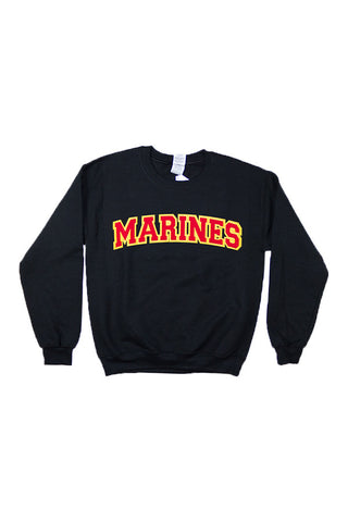 U.S. MARINES Applique Crewneck Sweatshirt (black) - Annapolis Gear