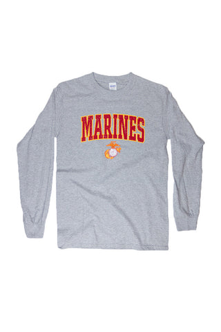 U.S. MARINES Globe & Anchor Long Sleeve T-Shirt (grey) - Annapolis Gear