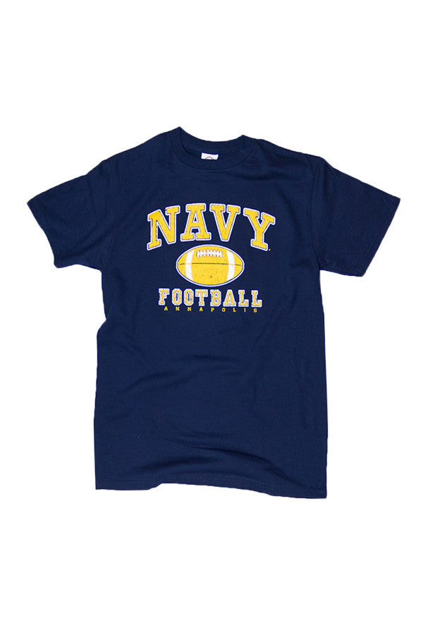 KIDS NAVY Football Distressed T-Shirt (navy) - Annapolis Gear
