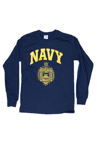 USNA Crest Long Sleeve T-Shirt (navy) - Annapolis Gear