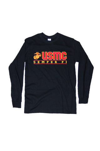 U.S. MARINES USMC Semper Fi Long Sleeve T-Shirt (black) - Annapolis Gear